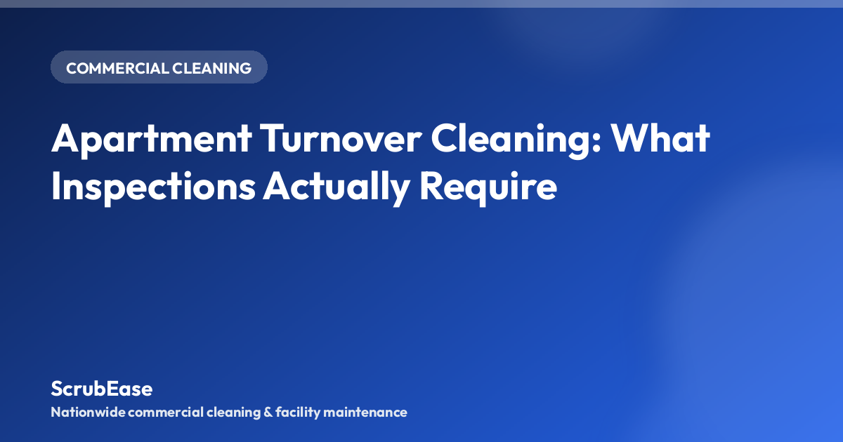 An empty apartment unit mid-turnover with cleaning supplies staged for inspection-ready service.