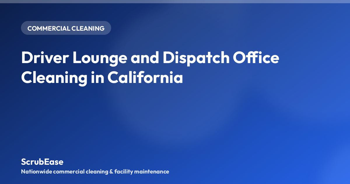 A clean driver lounge and dispatch office inside a California trucking terminal.
