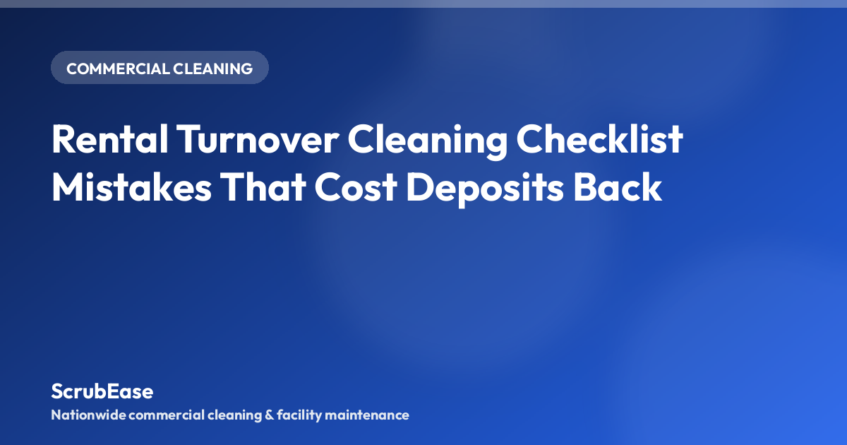 A property manager reviewing a rental turnover cleaning checklist against an empty apartment unit