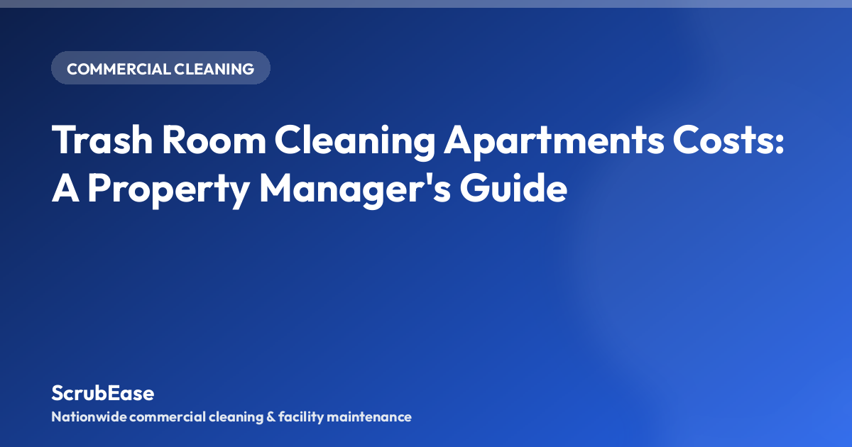 A cleaned apartment trash room with mopped floor and sealed bins ready for pickup.